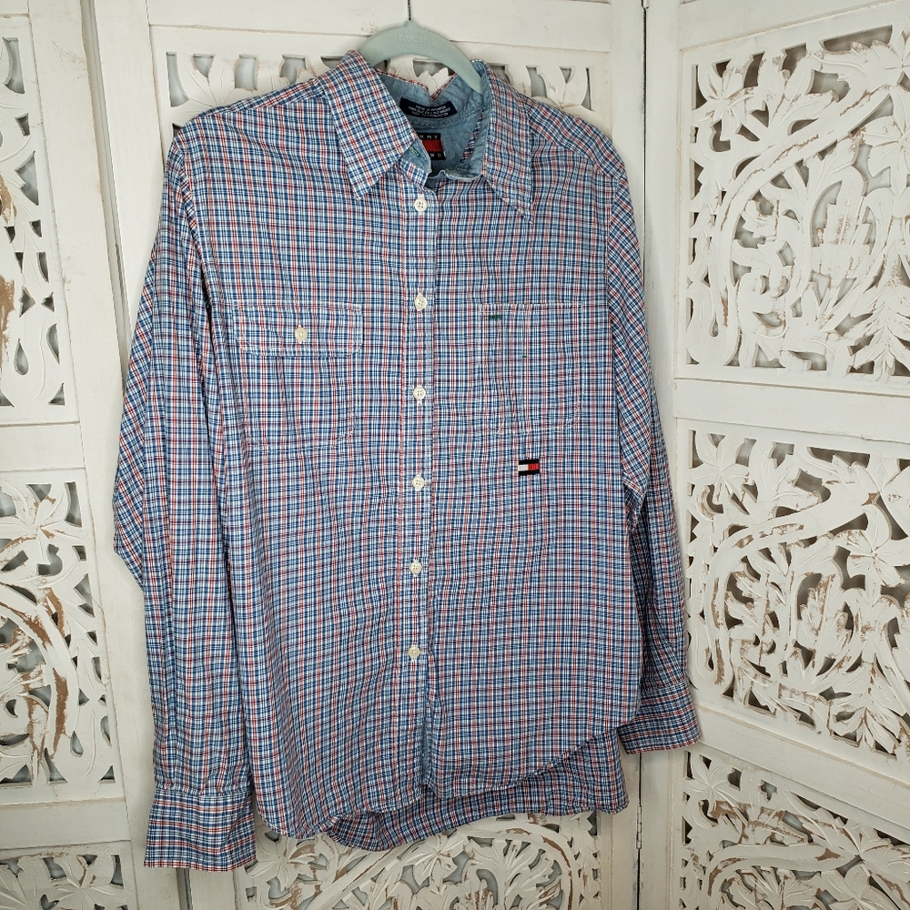 Tommy Hilfiger Cheker Button Down Shirt Size 16